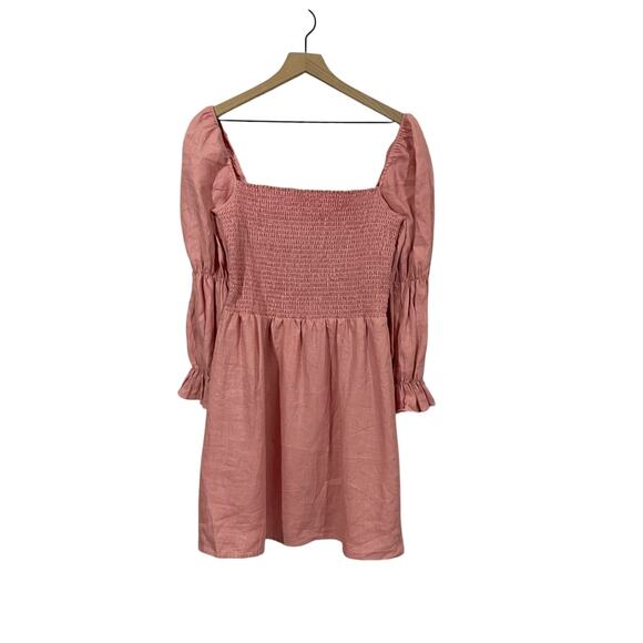 Reformation Dresses & Skirts - NWT Reformation Zoya Smocked Linen Mini Dress - Pink - XL